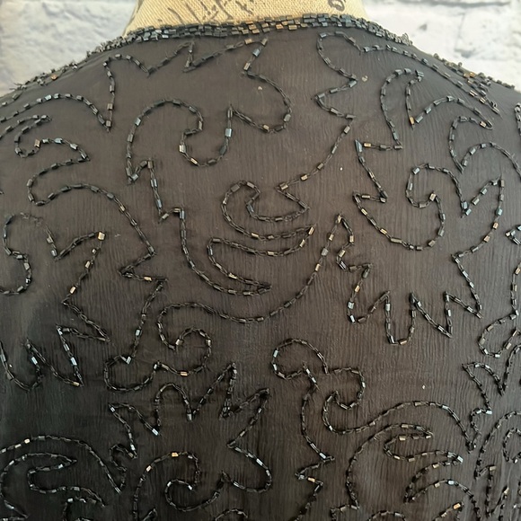 Vintage JMD New York Beaded Evening Jacket 100% Silk Open Front Size Medium - Picture 6 of 9